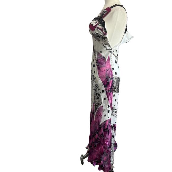 Dave & Johnny Silk One Shoulder Beaded Formal Evening Maxi Gown Y2K 4 - Picture 3 of 9